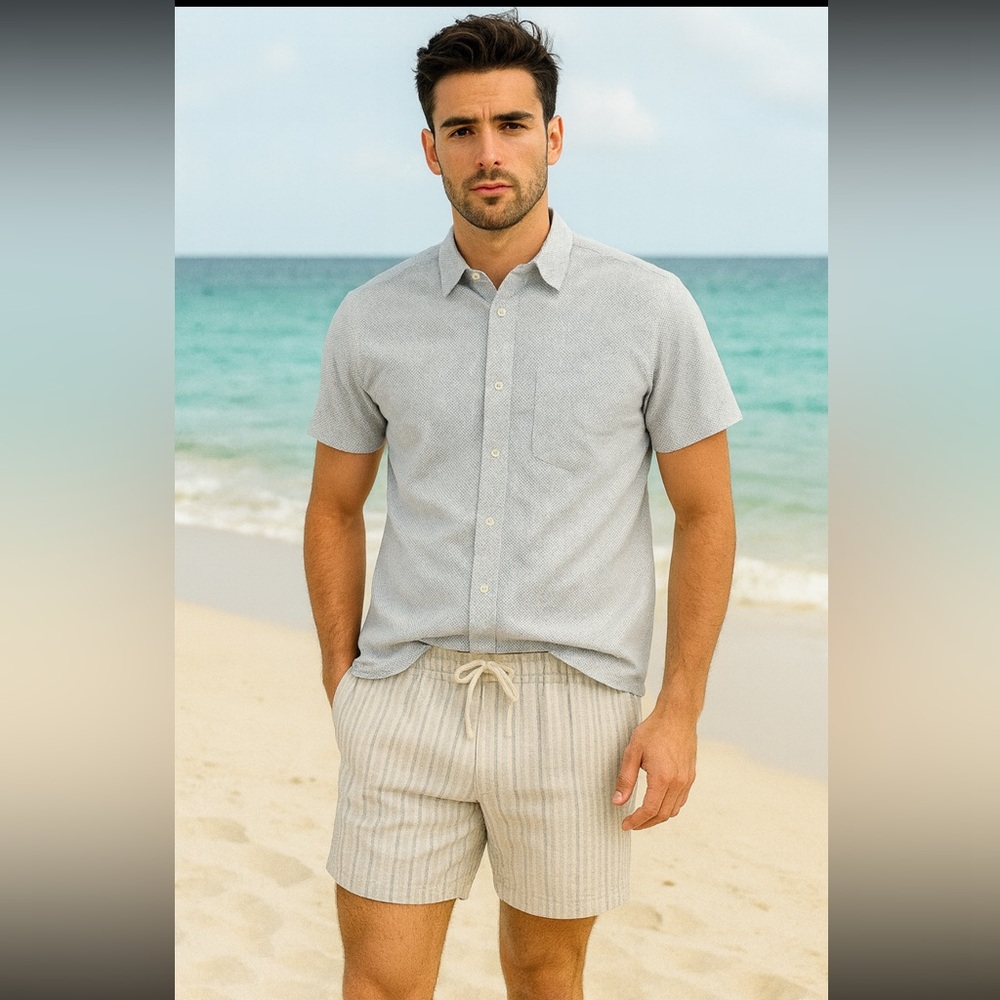 NWOT Michael Kors Classic Fit White Casual Button Down Shirt Short Sleeve Summer